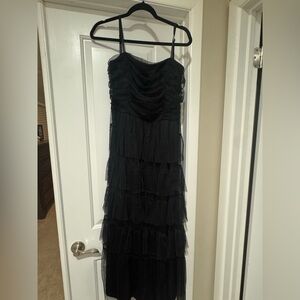 Elegant Black Layered Midi Dress